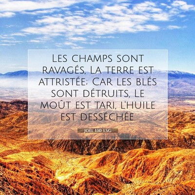 Picture 07 - Joël 1:10 LSG - Les champs sont ravagés, La terre est - Bible Verse Picture