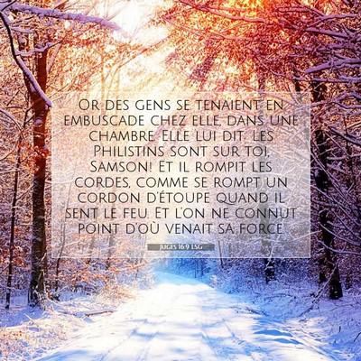 Picture 07 - Juges 16:9 LSG - Or des gens se tenaient en embuscade chez elle, - Bible Verse Picture