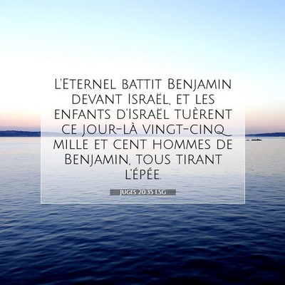 Picture 07 - Juges 20:35 LSG - L'Eternel battit Benjamin devant Israël, et les - Bible Verse Picture