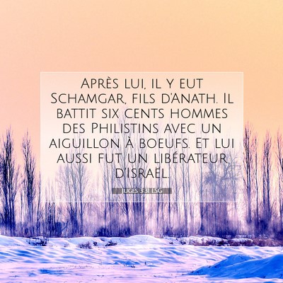 Picture 07 - Juges 3:31 LSG - Après lui, il y eut Schamgar, fils d'Anath. Il - Bible Verse Picture