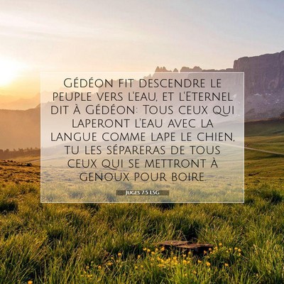 Picture 07 - Juges 7:5 LSG - Gédéon fit descendre le peuple vers l'eau, et - Bible Verse Picture