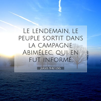 Picture 07 - Juges 9:42 LSG - Le lendemain, le peuple sortit dans la campagne. - Bible Verse Picture