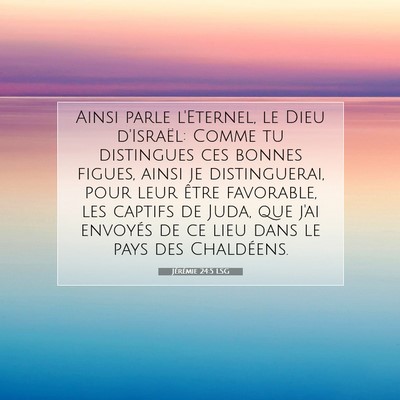 Picture 07 - Jérémie 24:5 LSG - Ainsi parle l'Eternel, le Dieu d'Israël: Comme - Bible Verse Picture