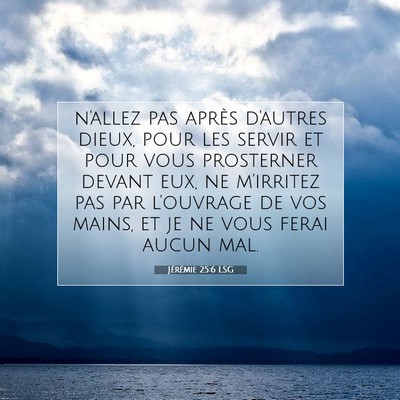 Picture 07 - Jérémie 25:6 LSG - n'allez pas après d'autres dieux, pour les - Bible Verse Picture