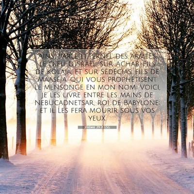 Picture 07 - Jérémie 29:21 LSG - Ainsi parle l'Eternel des armées, le Dieu - Bible Verse Picture