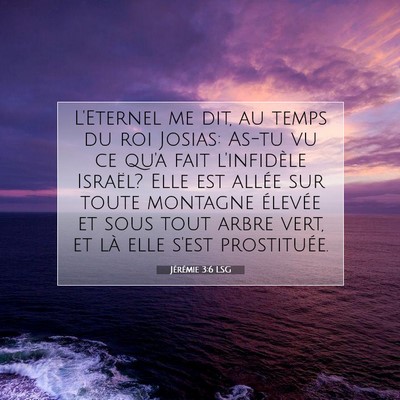 Picture 07 - Jérémie 3:6 LSG - L'Eternel me dit, au temps du roi Josias: As-tu - Bible Verse Picture