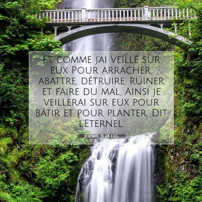 Picture 07 - Jérémie 31:28 LSG - Et comme j'ai veillé sur eux Pour arracher, - Bible Verse Picture
