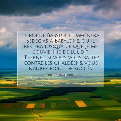 Picture 07 - Jérémie 32:5 LSG - le roi de Babylone emmènera Sédécias à - Bible Verse Picture