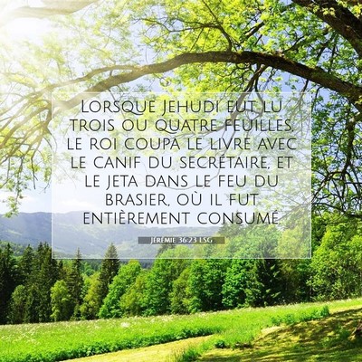 Picture 07 - Jérémie 36:23 LSG - Lorsque Jehudi eut lu trois ou quatre feuilles, - Bible Verse Picture