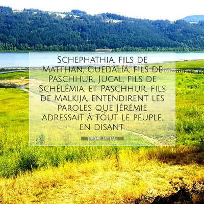 Picture 07 - Jérémie 38:1 LSG - Schephathia, fils de Matthan, Guedalia, fils de - Bible Verse Picture