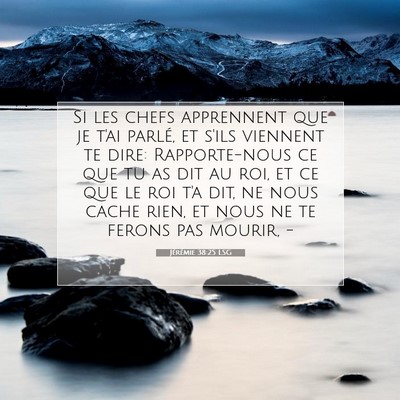 Picture 07 - Jérémie 38:25 LSG - Si les chefs apprennent que je t'ai parlé, et - Bible Verse Picture