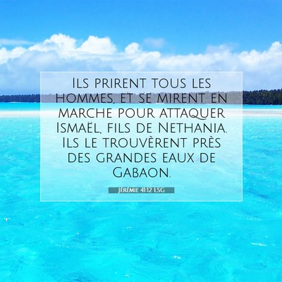 Picture 07 - Jérémie 41:12 LSG - Ils prirent tous les hommes, et se mirent en - Bible Verse Picture