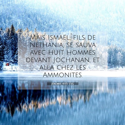 Picture 07 - Jérémie 41:15 LSG - Mais Ismaël, fils de Nethania, se sauva avec - Bible Verse Picture