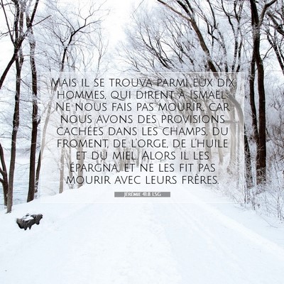 Picture 07 - Jérémie 41:8 LSG - Mais il se trouva parmi eux dix hommes, qui - Bible Verse Picture