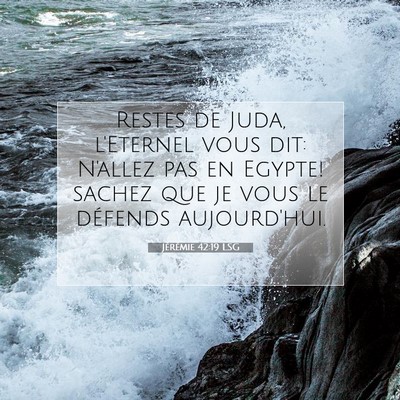 Picture 07 - Jérémie 42:19 LSG - Restes de Juda, l'Eternel vous dit: N'allez pas - Bible Verse Picture