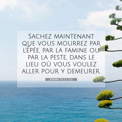 Picture 07 - Jérémie 42:22 LSG - Sachez maintenant que vous mourrez par l'épée, - Bible Verse Picture