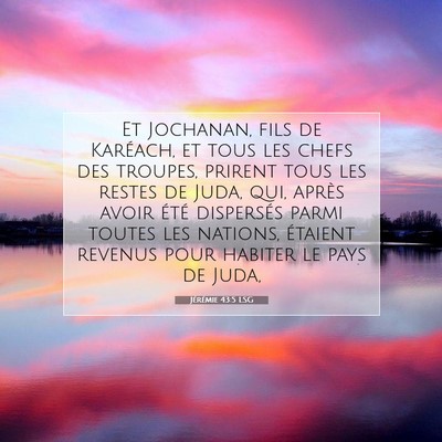 Picture 07 - Jérémie 43:5 LSG - Et Jochanan, fils de Karéach, et tous les chefs - Bible Verse Picture