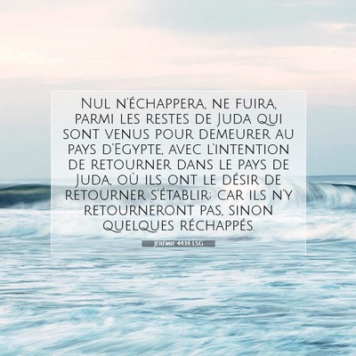 Picture 07 - Jérémie 44:14 LSG - Nul n'échappera, ne fuira, parmi les restes de - Bible Verse Picture