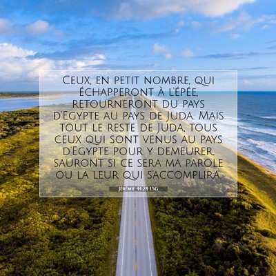 Picture 07 - Jérémie 44:28 LSG - Ceux, en petit nombre, qui échapperont à - Bible Verse Picture