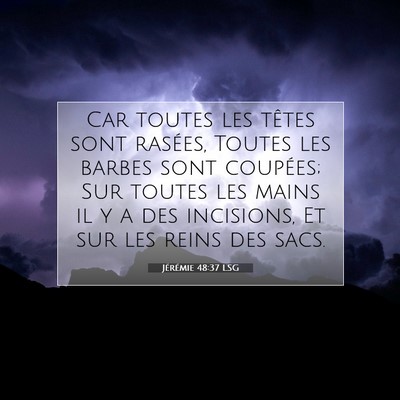 Picture 07 - Jérémie 48:37 LSG - Car toutes les têtes sont rasées, Toutes les - Bible Verse Picture