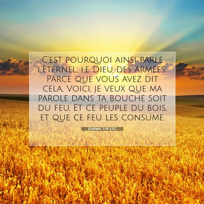 Picture 07 - Jérémie 5:14 LSG - C'est pourquoi ainsi parle l'Eternel, le Dieu des - Bible Verse Picture