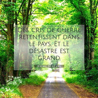 Picture 07 - Jérémie 50:22 LSG - Des cris de guerre retentissent dans le pays, Et - Bible Verse Picture