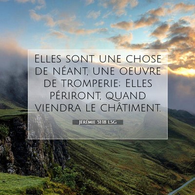 Picture 07 - Jérémie 51:18 LSG - Elles sont une chose de néant, une oeuvre de - Bible Verse Picture