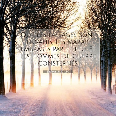 Picture 07 - Jérémie 51:32 LSG - Que les passages sont envahis, Les marais - Bible Verse Picture