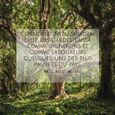 Picture 07 - Jérémie 52:16 LSG - Cependant Nebuzaradan, chef des gardes, laissa - Bible Verse Picture