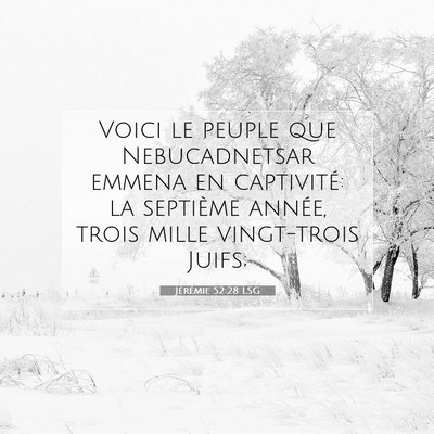Picture 07 - Jérémie 52:28 LSG - Voici le peuple que Nebucadnetsar emmena en - Bible Verse Picture