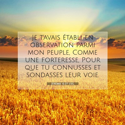 Picture 07 - Jérémie 6:27 LSG - Je t'avais établi en observation parmi mon - Bible Verse Picture