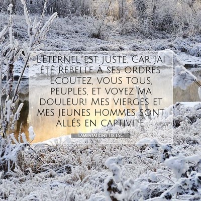 Picture 07 - Lamentations 1:18 LSG - L'Eternel est juste, Car j'ai été rebelle à - Bible Verse Picture