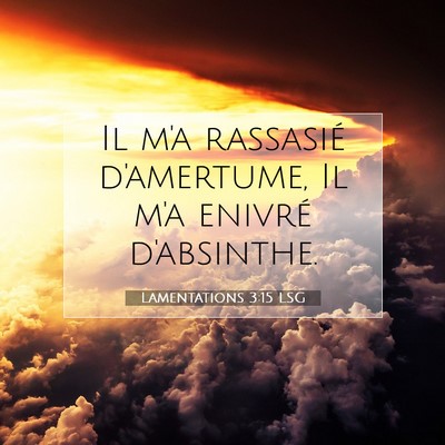 Picture 07 - Lamentations 3:15 LSG - Il m'a rassasié d'amertume, Il m'a enivré - Bible Verse Picture