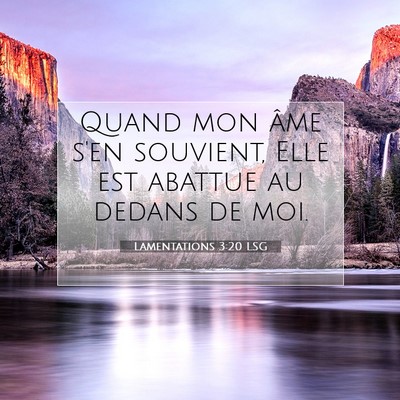 Picture 07 - Lamentations 3:20 LSG - Quand mon âme s'en souvient, Elle est abattue au - Bible Verse Picture