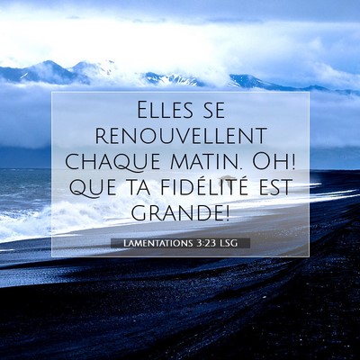 Picture 07 - Lamentations 3:23 LSG - Elles se renouvellent chaque matin. Oh! que ta - Bible Verse Picture