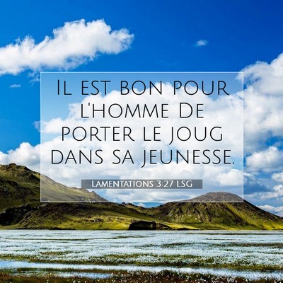 Picture 07 - Lamentations 3:27 LSG - Il est bon pour l'homme De porter le joug dans sa - Bible Verse Picture
