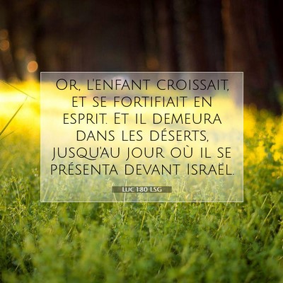 Picture 07 - Luc 1:80 LSG - Or, l'enfant croissait, et se fortifiait en - Bible Verse Picture