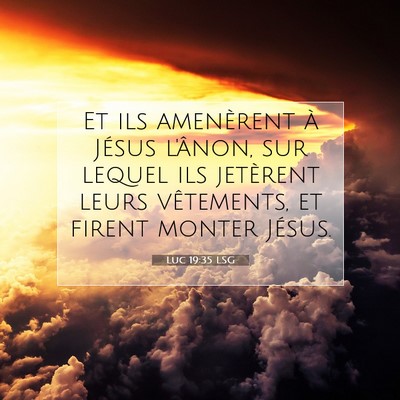 Picture 07 - Luc 19:35 LSG - Et ils amenèrent à Jésus l'ânon, sur lequel - Bible Verse Picture