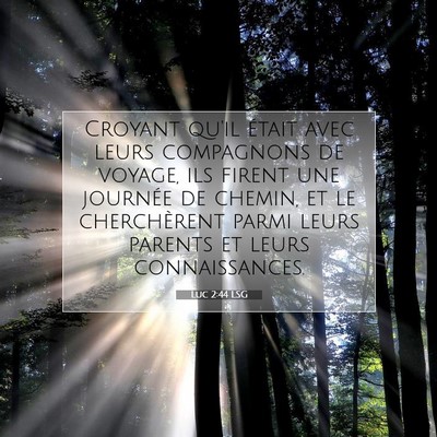 Picture 07 - Luc 2:44 LSG - Croyant qu'il était avec leurs compagnons de - Bible Verse Picture