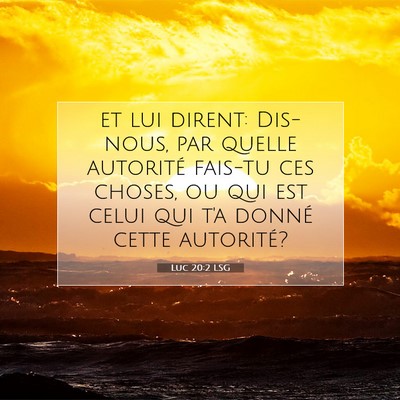 Picture 07 - Luc 20:2 LSG - et lui dirent: Dis-nous, par quelle autorité - Bible Verse Picture