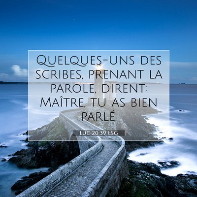 Picture 07 - Luc 20:39 LSG - Quelques-uns des scribes, prenant la parole, - Bible Verse Picture