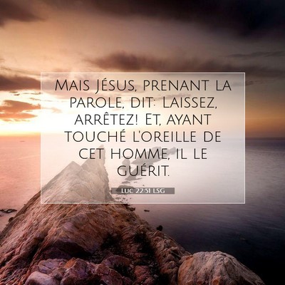 Picture 07 - Luc 22:51 LSG - Mais Jésus, prenant la parole, dit: Laissez, - Bible Verse Picture