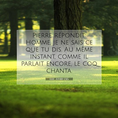 Picture 07 - Luc 22:60 LSG - Pierre répondit: Homme, je ne sais ce que tu - Bible Verse Picture