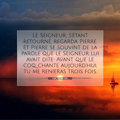 Picture 07 - Luc 22:61 LSG - Le Seigneur, s'étant retourné, regarda Pierre. - Bible Verse Picture