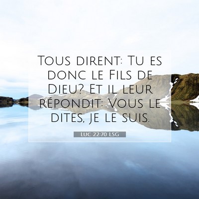 Picture 07 - Luc 22:70 LSG - Tous dirent: Tu es donc le Fils de Dieu? Et il - Bible Verse Picture