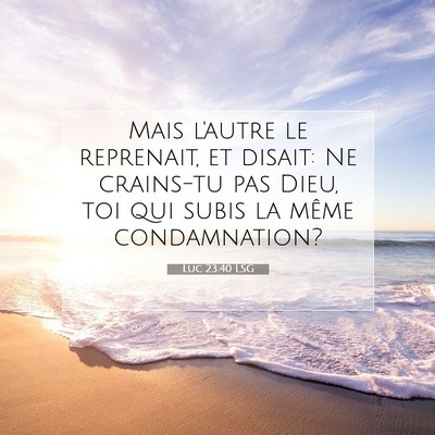 Picture 07 - Luc 23:40 LSG - Mais l'autre le reprenait, et disait: Ne - Bible Verse Picture