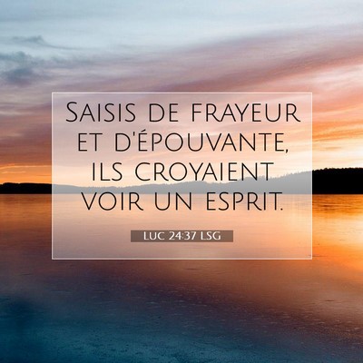 Picture 07 - Luc 24:37 LSG - Saisis de frayeur et d'épouvante, ils croyaient - Bible Verse Picture