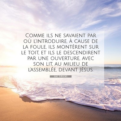 Picture 07 - Luc 5:19 LSG - Comme ils ne savaient par où l'introduire, à - Bible Verse Picture