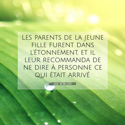 Picture 07 - Luc 8:56 LSG - Les parents de la jeune fille furent dans - Bible Verse Picture