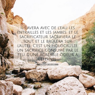 Picture 07 - Lévitique 1:13 LSG - Il lavera avec de l'eau les entrailles et les - Bible Verse Picture